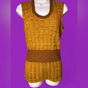 Vintage 1970’s Revere wintuk sweater vest mustard gold and brown.